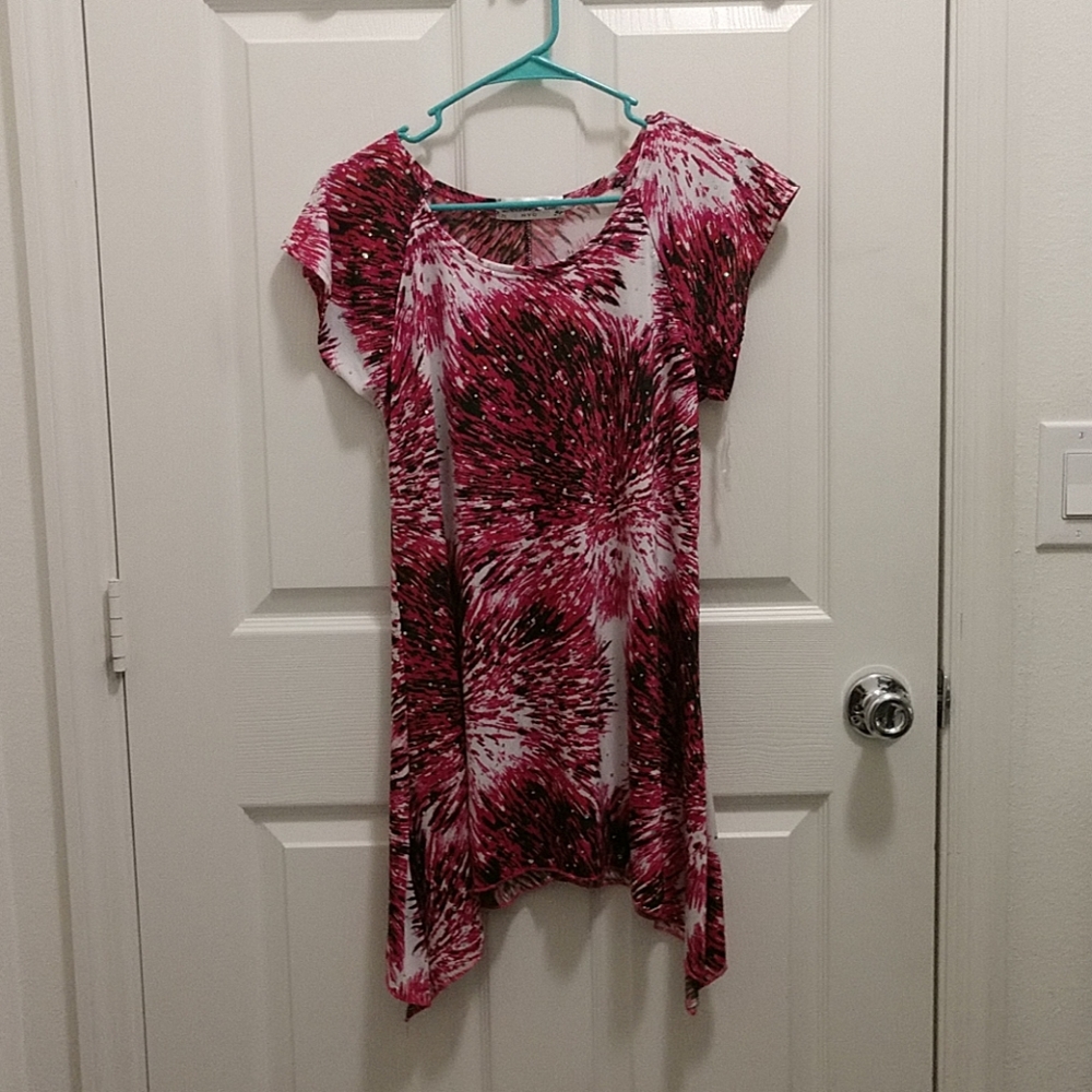 Pink and white sequin top